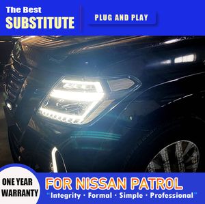 Lámpara frontal luz de circulación diurna indicador de señal de giro tipo serpentina para Nissan Patrol Y62 LED conjunto de faros para automóvil 13-18 piezas de automóvil