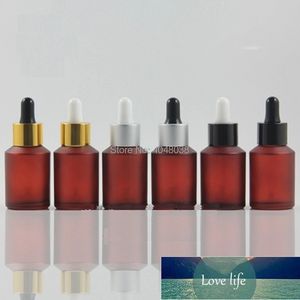 Frost Glass Dropper Bottle Rose Red Aceite esencial 15ML 30ML Vial Cosmetic Essence Serum Packaging Container 20pcs / lot