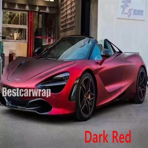 Frozen Dark Romantic Red Satin Chrome Vinyl CAR Wrap Film sticker Wrapping Covering Foil Low tack glue 3M quality 1 52x20m Roll 5x269V