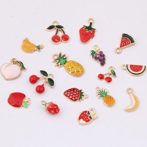 Colgante de esmalte de frutas Fresa Manzana Piña Plátano Colgante DIY Accesorios de joyería de moda coloridos Accesorios de frutas de aceite de gota de esmalte