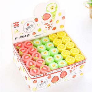 Fruit Eraser 30pcs / pack Bonbons Couleur Papeterie Gomme Fruits Série En Caoutchouc Oreilles Fournitures Scolaires Pour Étudiant Gift289d