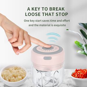 Herramientas de frutas y verduras 100ml Herramienta de picadora de ajo eléctrica para el hogar Máquina trituradora de jengibre recargable por USB Molinillo de pimienta de carne resistente Trituradora de chile Cocina ZL0543