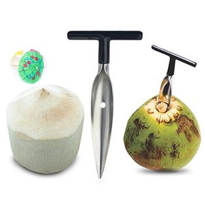 Fruits Légumes Outils Outil d'ouverture de noix de coco en acier inoxydable Couteau de noix de coco blanche Poinçon d'eau Robinet Perceuse St Trou ouvert Coupe pour frais SN876