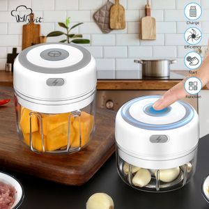 Herramientas de frutas y verduras Trituradora de ajo eléctrica Mini Trituradora de ajo Picadoras de cocina Picadora de carne portátil Condimento Especias para ensalada de verduras con ajo 230224