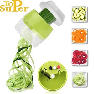 Outils de fruits et légumes Spiraliseur portatif Légumes Trancheuse de fruits 4 en 1 Râpe à spirale réglable Outils de salade Courgettes Nouilles Spaghetti Maker 230417