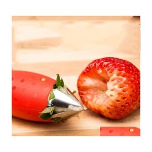 Herramientas de frutas y verduras Cocina Stberry Cuchillo para pelar Dispositivo de acero inoxidable Hoja de tomate Recogida Núcleo Hogar Conveniente Medio ambiente rojo Dhtn0