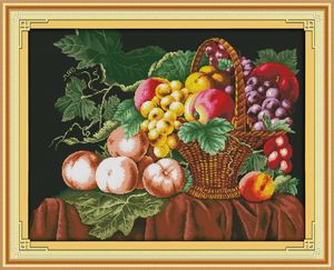 Fruits Basket decor paintings ,Handmade Cross Stitch Embroidery Needlework sets counted print on canvas DMC 14CT /11CT