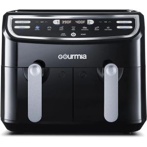 Fryers 2023 New Gourmia 9quart Dig Digital Air Fryer, con 7 funciones, acabado inteligente y cocinero de partido, negro/plateado