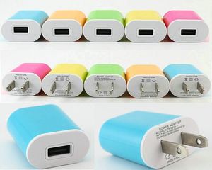 Adaptateur 1A complet EU US Plug USB chargeur mural de voyage couleur bonbon pour iPhone 6 6S SE 5S Samsung S4 S5 S6 S7 Note 3 4 5 HTC LG Sony téléphone portable