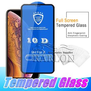 Película protectora de pantalla de pegamento adhesivo completo de vidrio templado 9D 10D para iPhone 15 14 13 13PRO 12 11 Pro Max XR X 8 7 6 plus