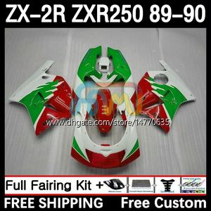 Kit complet du corps pour KAWASAKI NINJA ZX 2R 2 R R250 ZXR 250 ZX2R ZXR250 1989 1990 Carrosserie 8DH.30 ZX-2R ZXR-250 89-98 ZX-R250 ZX2 R 89 90 Carénage de moto Vert rouge