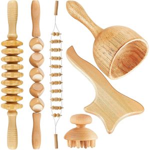 Masseur complet du corps Masseur à rouleaux en bois Bois Gua Sha Therapy Outil de massage pour anti-cellulite Drainage lymphatique Sculpture du corps Soulagement de la douleur musculaire 230204