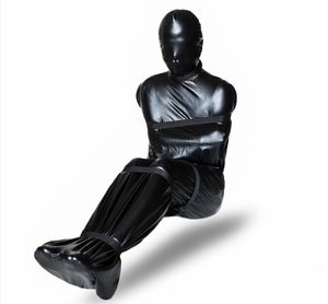Full Body shiny metallic Catsuit Costumes BDSM Bondage Bag Adult Games Sex Toys For Couples Fetish Restraints jumpsuits with ropes