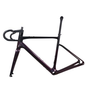 Cadre de vélo de gravier à disque Toray T1000 entièrement en carbone GR044 caméléon 1005 BB386 pneu Max à montage plat 700X45C