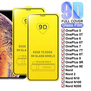 Protecteur d'écran en verre trempé de protection complète 9D pour Oneplus 5 5T 6 6T 7 7T 8T 9 9R 9E 10 Nord 2 CE 5G N10 N20 N100 N200