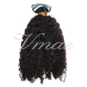 Prêt à expédier Full Cuticle Aligned Soft Vrigin Pré-collé Morceaux de cheveux de couleur naturelle 2,5 g Trame de peau 50 g Afro Kinky Curly Glue Tape on Human Hair Extensions