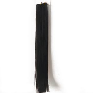 Cutícula completa Europea Color negro natural Ruso Remy Virgin Hair Extensiones de cabello de trama plana Doble dibujado 100 g pieza 3pcs / pack