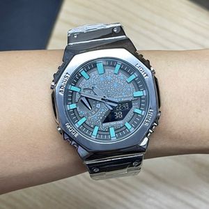 Relojes de pulsera de marca con todas las funciones LED Pantalla dual Hombres Mujeres Casual Deportes Acero Metal Electrónico Analógico Digital Impermeable Logotipo completo SHOCK GA GM Reloj