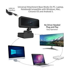 Full HD 1080P 30fps 5M Pixels Webcam USB Microphone intégré Mise au point automatique Caméra Web périphérique d'ordinateur pour Youtube PC Laptop Cam