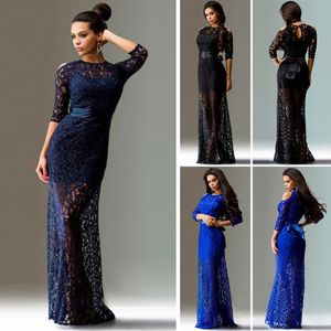 Robes de bal en dentelle complète Howw Back Evening Wear Half Sleeve A Line Party Gowns En stock