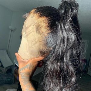 Full Lace Wig Cheveux Humains Brésiliens Vague de Corps Avant Perruques Pour Les Femmes PrePlucked HD Frontal Ponytail