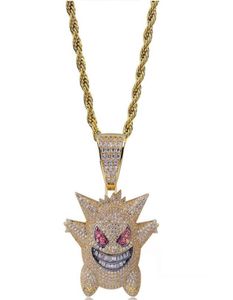 Collier pendentif Gengar complet en strass créatif Hip Hop Bling Bling Ice Out bijoux avec chaîne de 24 pouces pour hommes cadeau bon Qua2901412