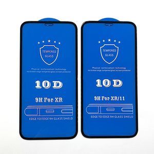 Protector de pantalla completa Pegamento adhesivo 10D Vidrio templado para iPhone 12 mini 11 Pro Max XR X XS 6 7 8 6S PLUS Película de cubierta sin venta al por menor