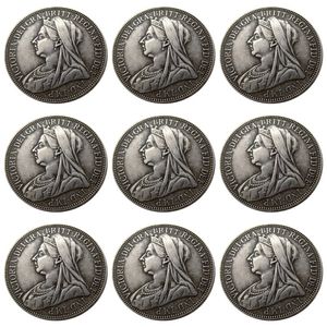 Juego completo 1893-1901 9 Uds. Artesanía Reina Victoria Gran Bretaña plata 1 florín plateado copia monedas metal troqueles fabricación 278K