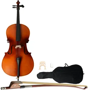 Violonchelo acústico de tamaño completo, violonchelo 4/4, kit de violonchelo acústico con bolsa portátil, arco, violonchelo, rosina