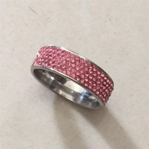 Anillos de Compromiso repleto de circón para mujer, anillos de boda de color rosa, joyería de cristales austriacos anel femenino, calidad superior 306L