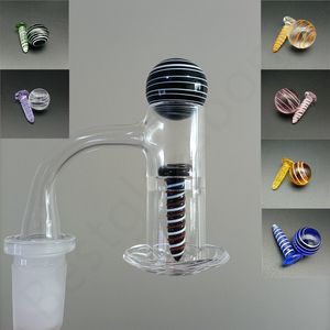 Entièrement Souder Fumer Quartz Banger Set 14mm 18mm 10mm Mâle Femelle Joint Givré Bord Biseauté Spinning Cyclone Carb Cap Ball Terp Perle Vis