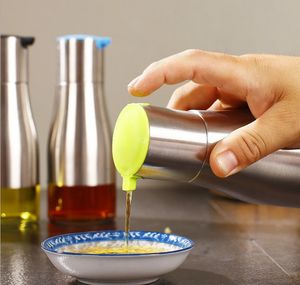 Outils fonctionnels d'huile d'olive bouteille Sauce soja vinaigre assaisonnement boîte de rangement fond en verre corps en acier inoxydable 304 cuisine cuisson