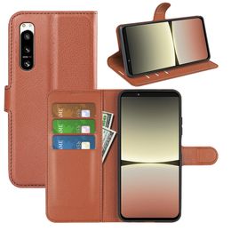 Funda coques de téléphone pour Sony Xperia 10 5 1 IV III II L4 litchi portefeuille en cuir PU TPU avec fentes pour cartes étui