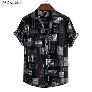 Funky negro hawaiano Aloha camisa para hombres 2021 verano manga corta Casual botón abajo playa camisas hombres fiesta vacaciones ropa hombres