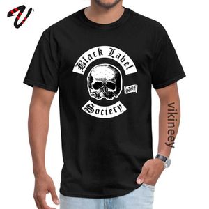 Funky Mens Black T-shirts Label Skull Society Summer Tees Grupo de manga Camisetas Cuello redondo Ropa 210629