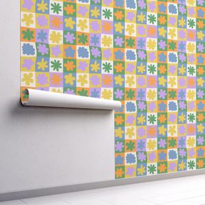 Funlife Retro Fiori Carta da parati autoadesiva Vinile Geometrico Buccia e bastone Rimovibile Gilrs Room Wall Stickers per la decorazione domestica 231220