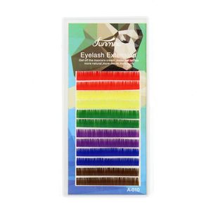FUNMIX 0,10 colores de pestañas injertadas, mezcla de colores de caramelo japonés, pestañas postizas exteriores cosméticas individuales plantadas