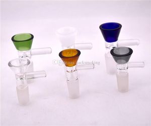 Bol en entonnoir pour bols de bong en verre Tuyaux de 5 mm d'épaisseur Bongs fumant une pièce de couleur grossistes enivrants plates-formes pétrolières pièces 14 mm 18 mm slide dab