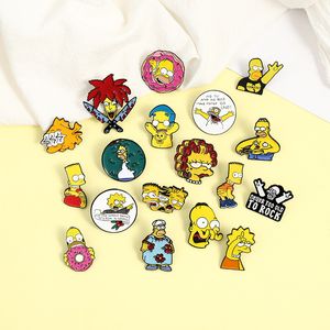 Funny Animated Sitcom Simpson Brooch for Woman Cute Badge Collar Shirt Enamel Pin Brooches for Men Metal Pin Jewelry Accesorios 28 colors