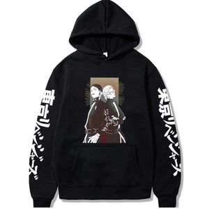 Drôle Anime Tokyo Revengers Faux Deux Pièces Hoodies Harajuku Dessin Animé Haitani Ran Haitani Rindo Frère Hiver Casual Sweat G1019