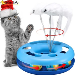 Jouets de chat drôles pour chats d'intérieur jouets de chaton interactifs pistes à rouleaux avec souris jouet pour animaux de compagnie à ressort avec balles d'exercice souris Teaser