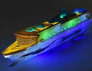 Divertido Electrónico Gran crucero de lujo Juguete Rotación universal música luz Modelo de barco Bebé juguete colorido flash línea oceánica LJ25099906