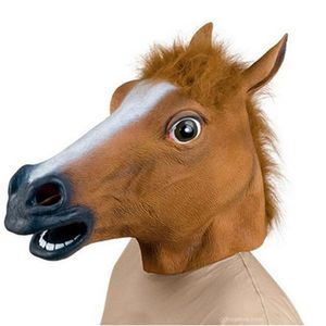 Máscara de caballo divertida fiesta loca Cosplay disfraz de Animal espeluznante cabeza de caballo látex máscara de cara completa máscara de teatro broma decoración de Halloween