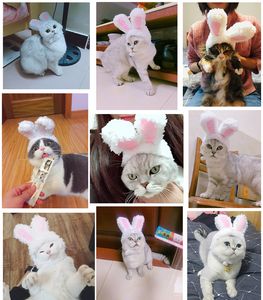 Funny Pet Dog Cat Cap Puppy Costume Warm Rabbit Hat New Year Party Christmas Cosplay Accessories Hats Photo Props Headwear