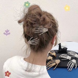 Pinzas para el cabello de Metal de estilo divertido, pasadores de horquilla, pasador de horquillas para mujer con diamantes de garra de mano a la moda