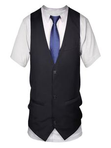 Costume drôle 3D t-shirt graphique smoking nœud papillon imprimé numérique t-shirts hommes mode d'été à manches courtes Streetwear gilet Tops4156043
