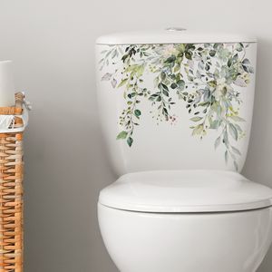 Funny Toilet Stickers Plants Flowers Leaves Toilet Lid Decoration Creative Self-adhesive Removable Wall Decal