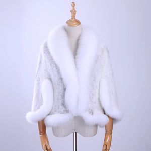 Fourrure livraison gratuite Nouvelle veste de châle à fourrure de vison en tricot en tricot