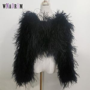 Abrigo de piel de nuevo estilo para mujer, 38 Cm, 100% pelo de avestruz Natural, chaqueta de plumas de avestruz auténtica sexi para mujer, manga larga