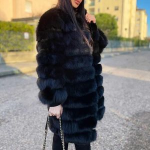 Fourrure hiver femmes mode réel manteau de fourrure manches longues naturel manteau de fourrure de renard vêtements pour femmes en gros 2023